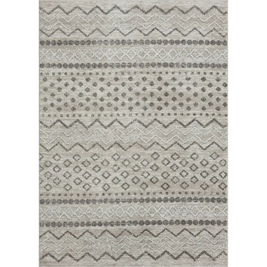 Beige Geometric Washable Area Rug Photo 1