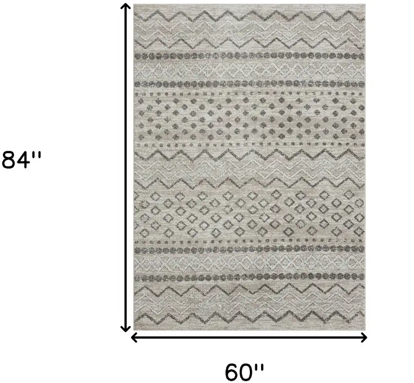 Beige Geometric Washable Area Rug Photo 9