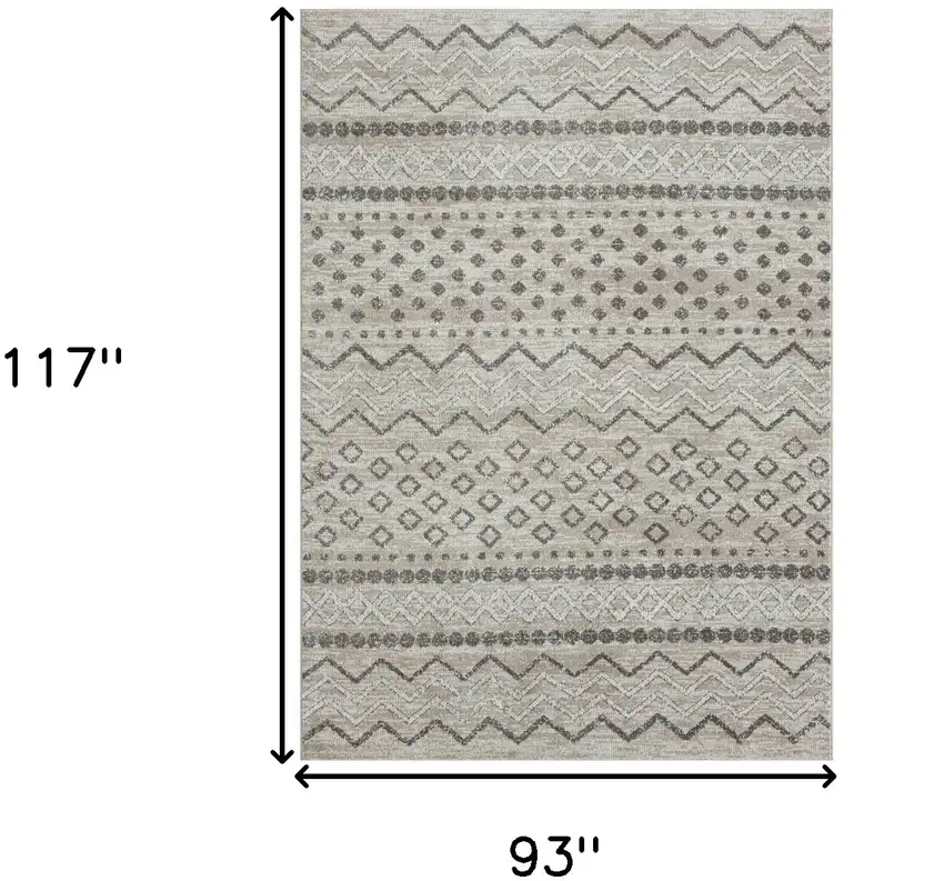 Beige Geometric Washable Area Rug Photo 9
