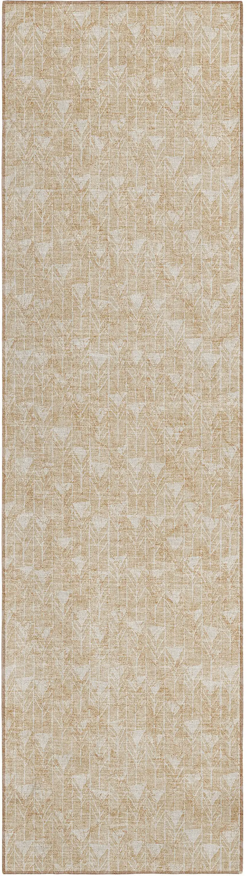 Beige Geometric Washable Indoor Outdoor Runner Rug Photo 2