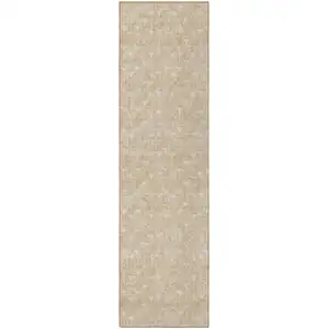 Photo of Beige Geometric Washable Indoor Outdoor Runner Rug