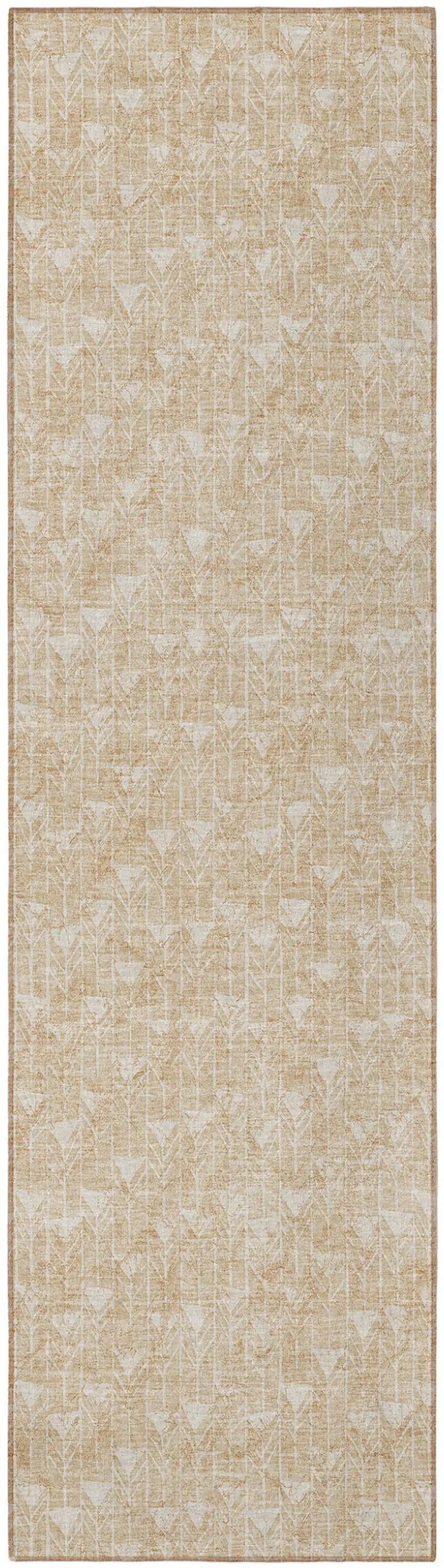 Beige Geometric Washable Indoor Outdoor Runner Rug Photo 3