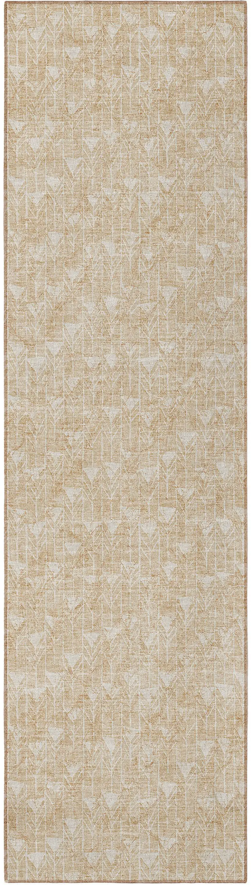 Beige Geometric Washable Indoor Outdoor Runner Rug Photo 3