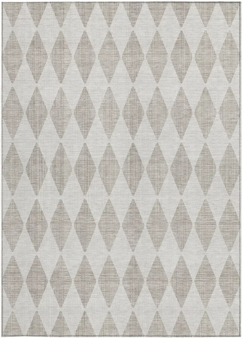 Beige Geometric Washable Non Skid Indoor Outdoor Area Rug Photo 5