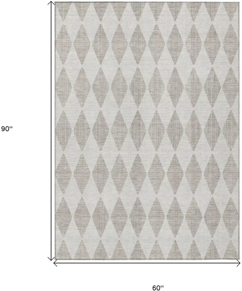 Beige Geometric Washable Non Skid Indoor Outdoor Area Rug Photo 3