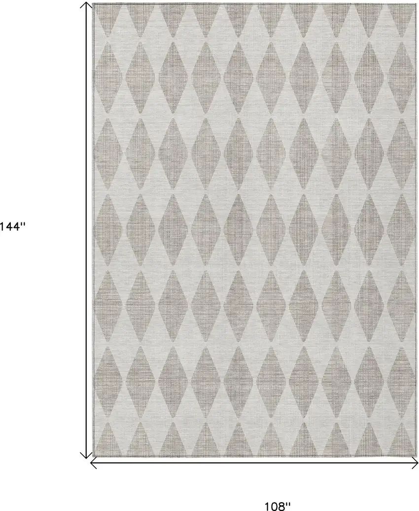 Beige Geometric Washable Non Skid Indoor Outdoor Area Rug Photo 3