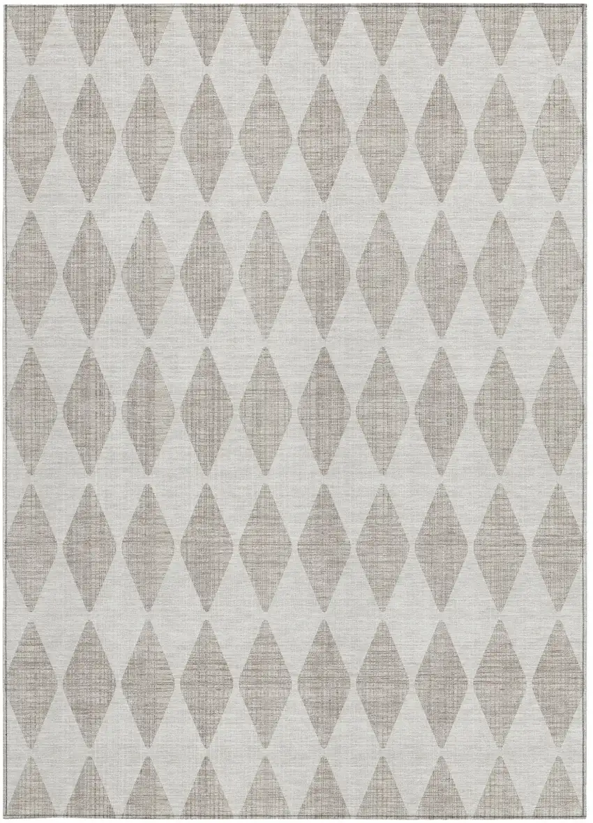 Beige Geometric Washable Non Skid Indoor Outdoor Area Rug Photo 5