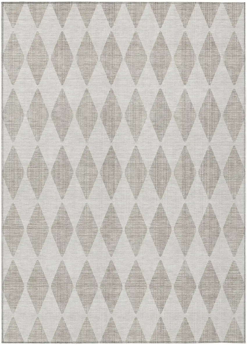 Beige Geometric Washable Non Skid Indoor Outdoor Area Rug Photo 2