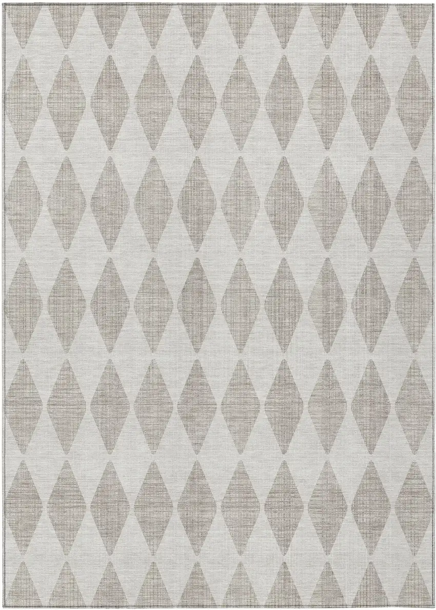 Beige Geometric Washable Non Skid Indoor Outdoor Area Rug Photo 2