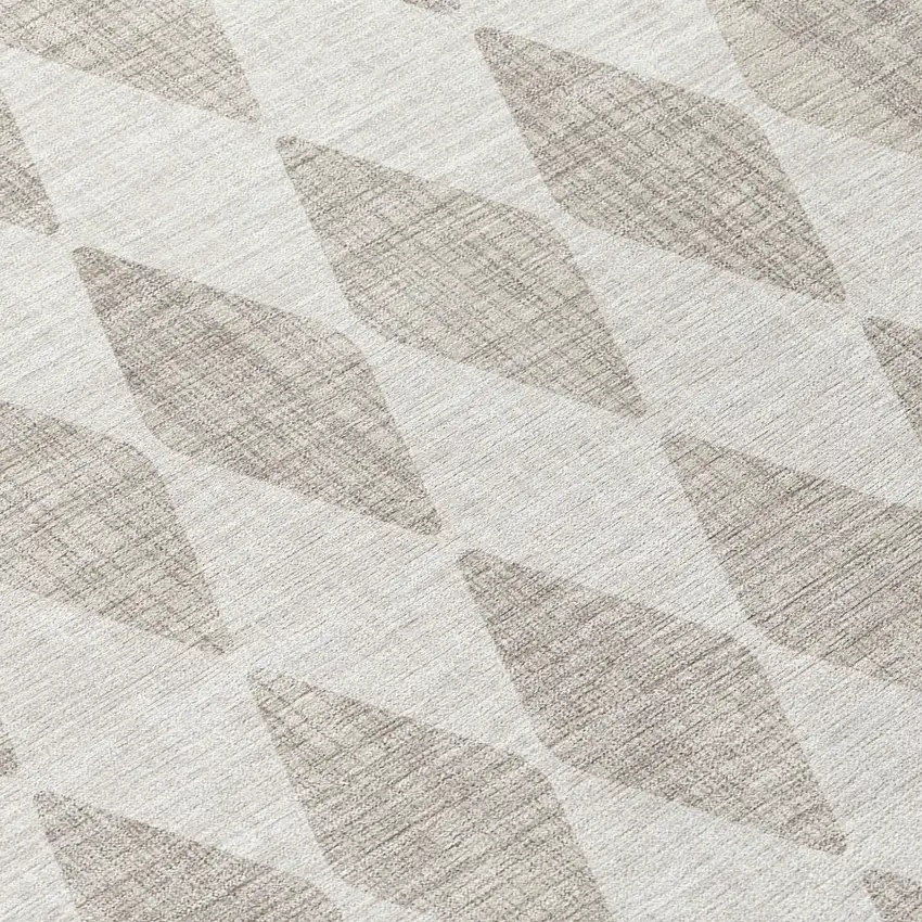 Beige Geometric Washable Indoor Outdoor Area Rug Photo 6