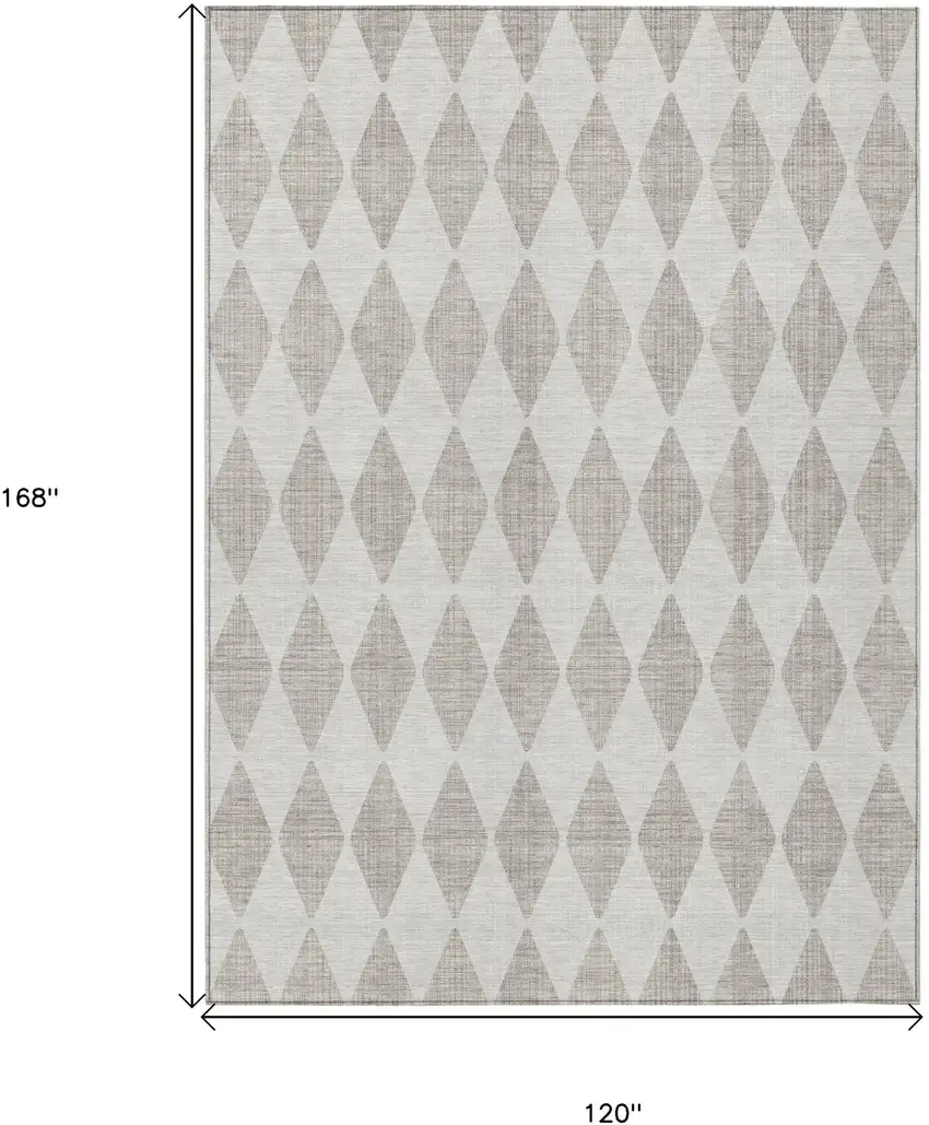 Beige Geometric Washable Non Skid Indoor Outdoor Area Rug Photo 3