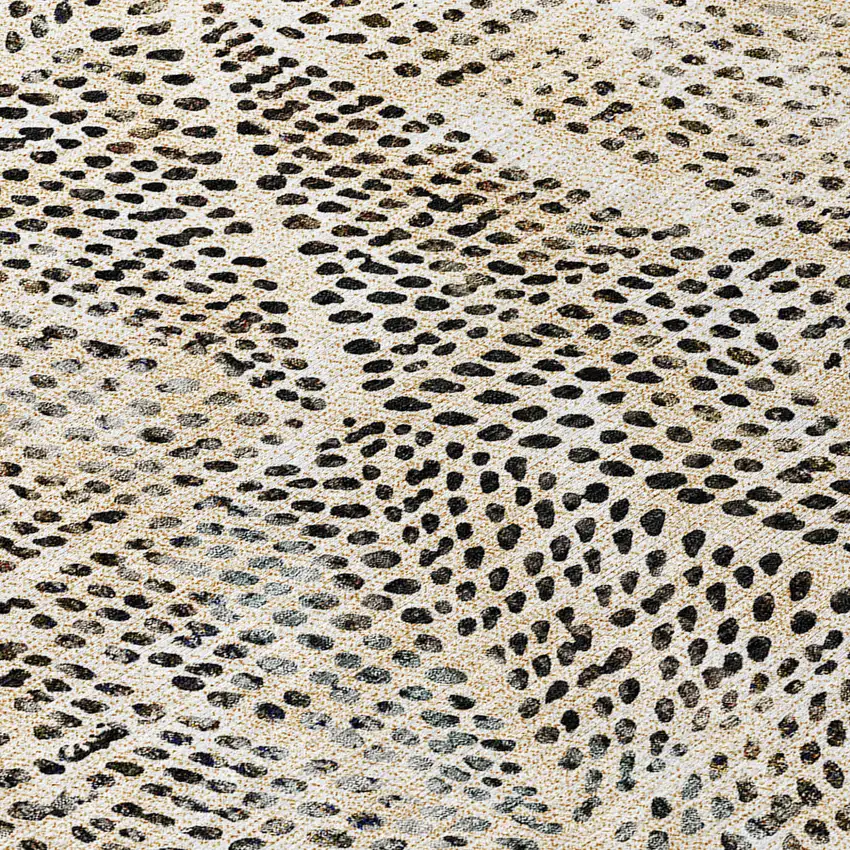 Beige Ivory And Black Geometric Washable Indoor Outdoor Area Rug Photo 7
