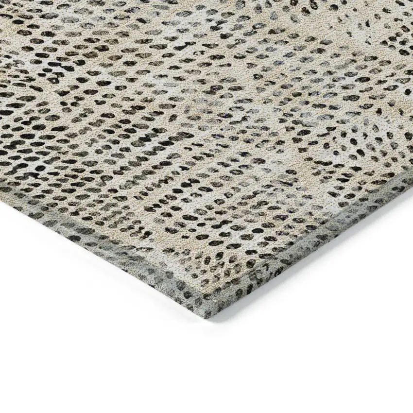 Beige Geometric Washable Non Skid Indoor Outdoor Area Rug Photo 4