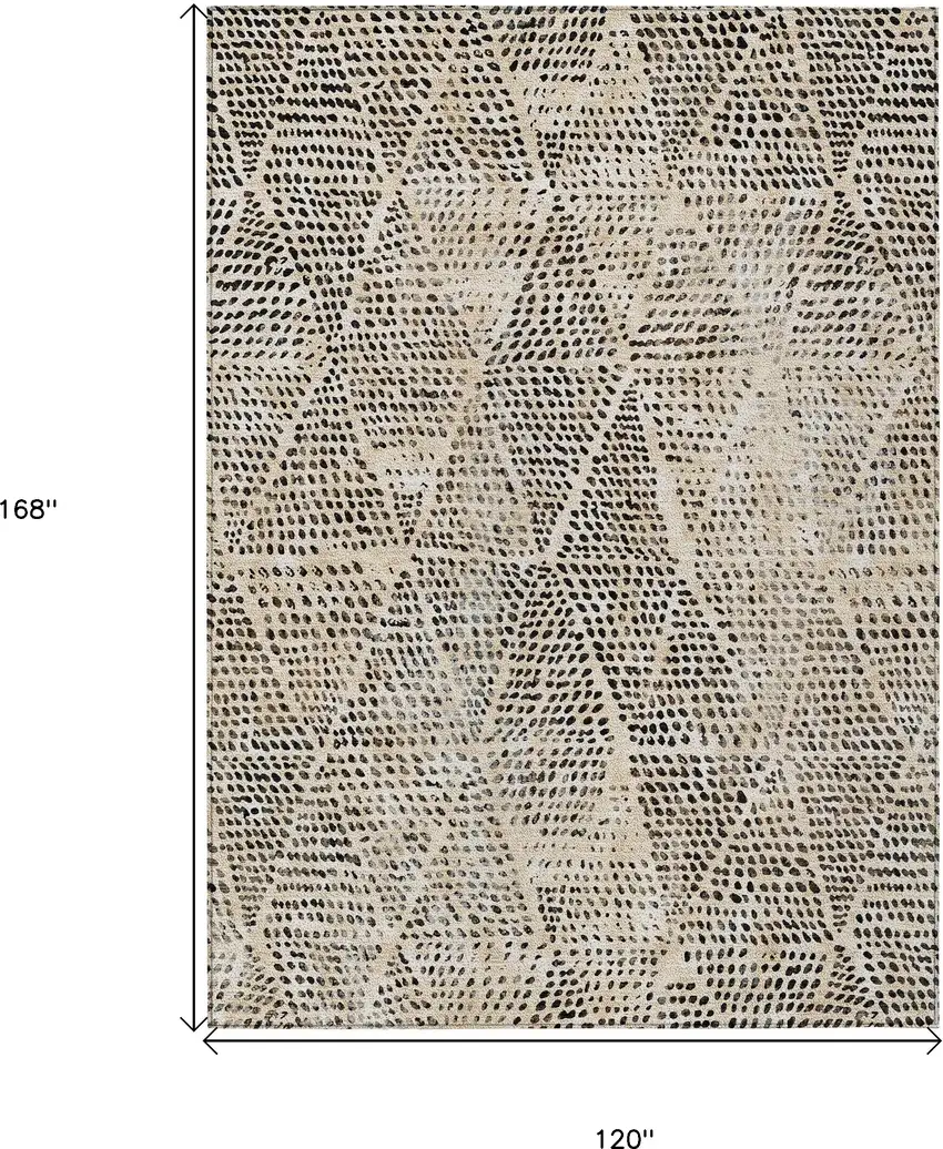 Beige Geometric Washable Non Skid Indoor Outdoor Area Rug Photo 3