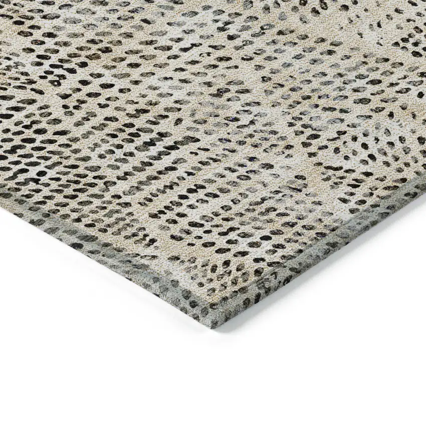 Beige Geometric Washable Non Skid Indoor Outdoor Area Rug Photo 4