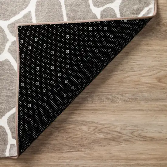 Beige Giraffe Print Shag Handmade Non Skid Area Rug Photo 3