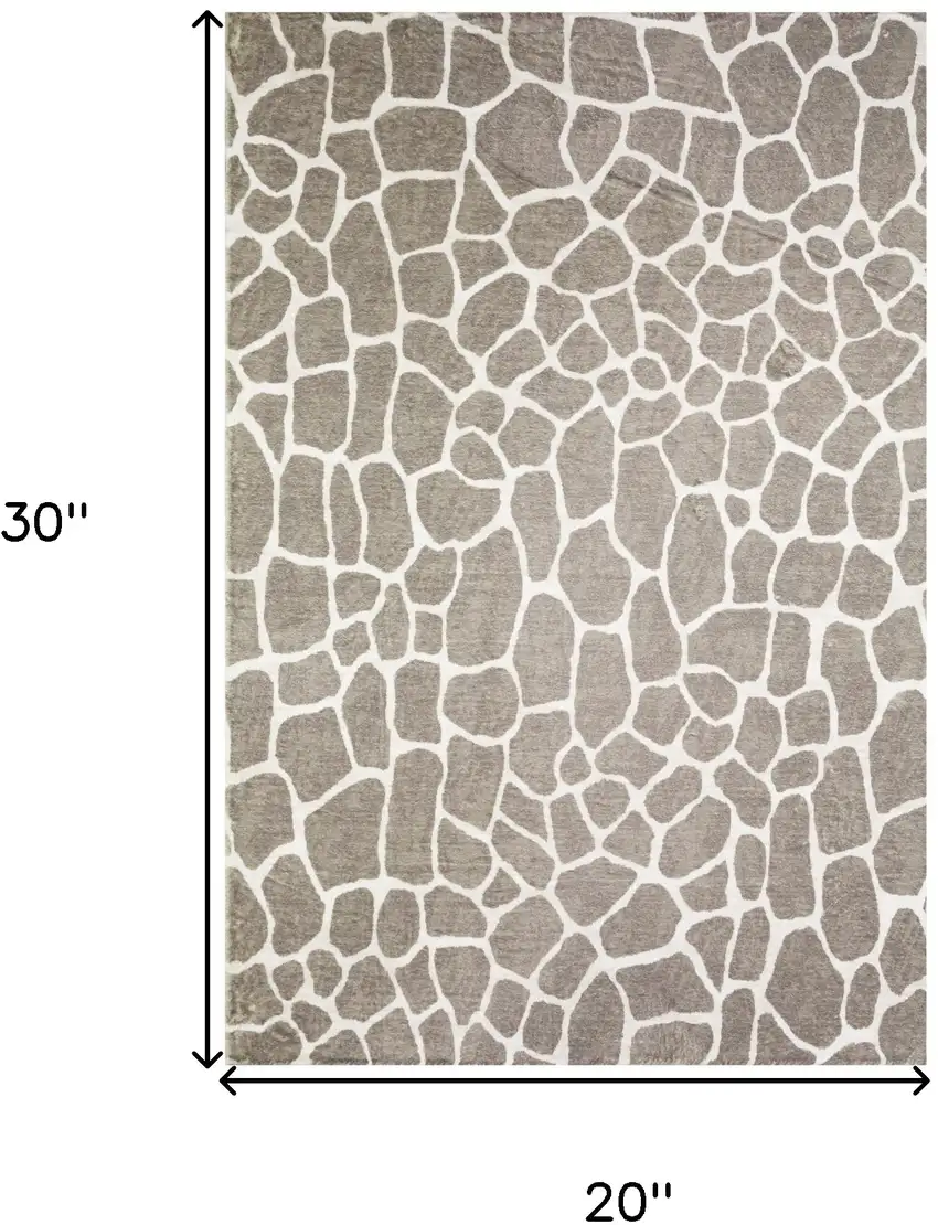 Beige Giraffe Print Shag Handmade Non Skid Area Rug Photo 6