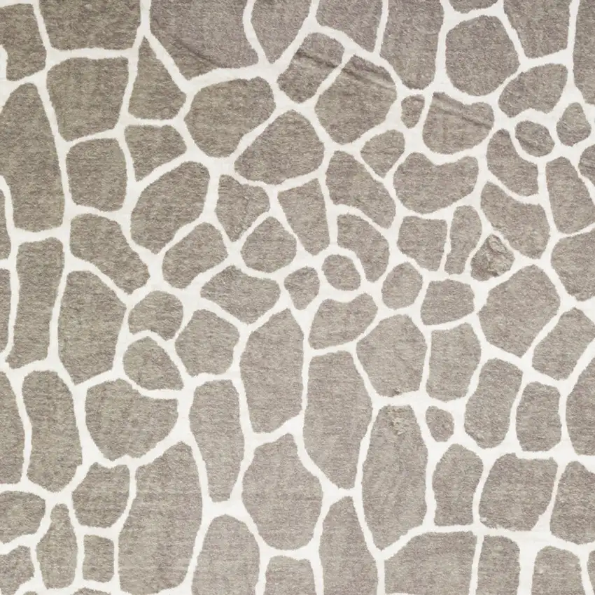 Beige Giraffe Print Shag Handmade Non Skid Area Rug Photo 3