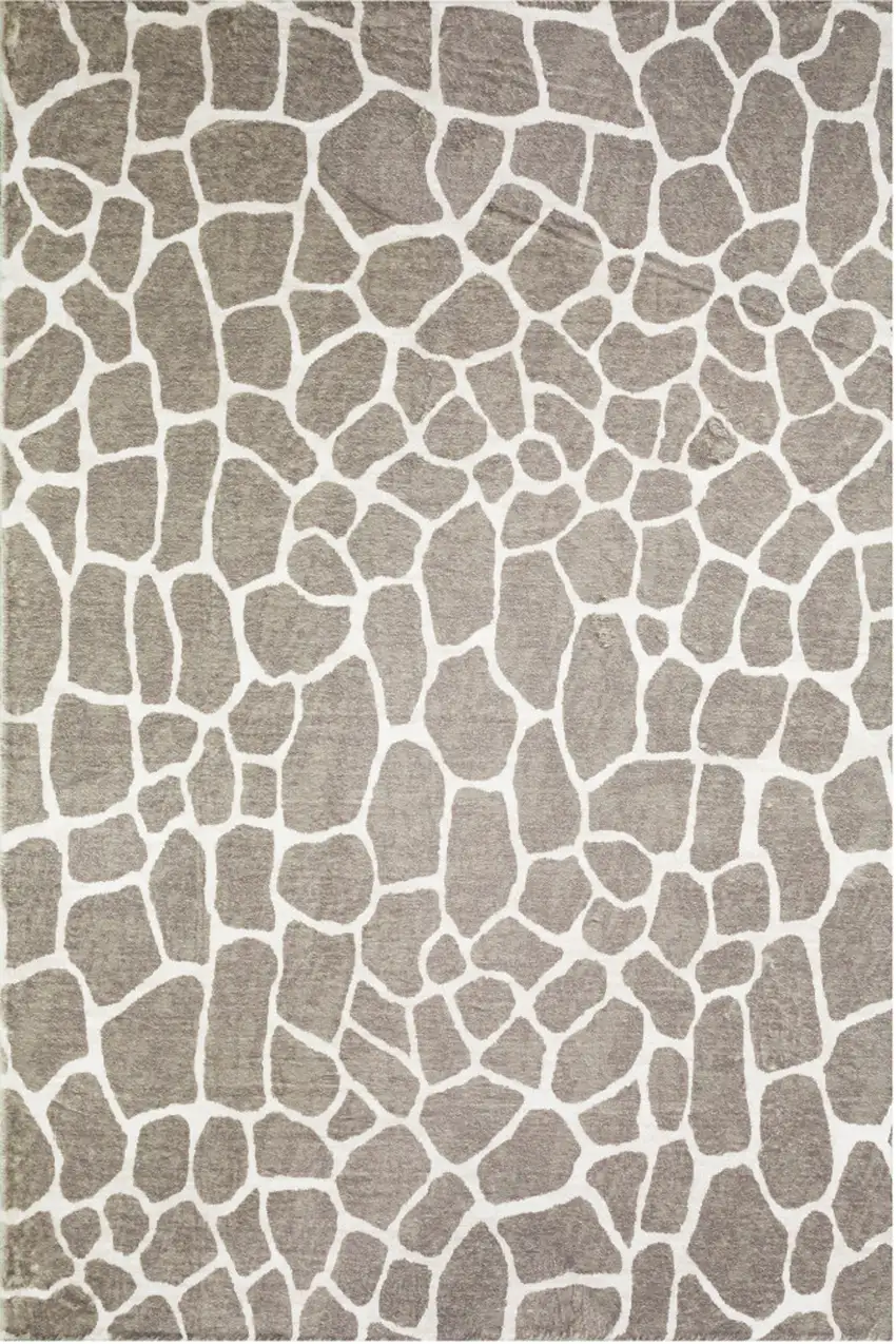 Beige Giraffe Print Shag Handmade Non Skid Area Rug Photo 5