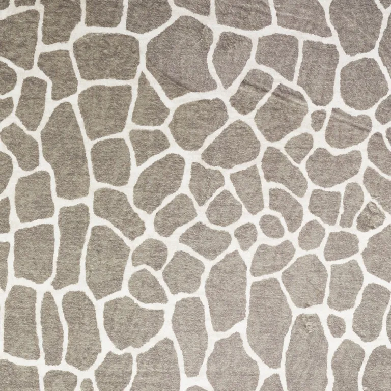 Beige Giraffe Print Shag Handmade Non Skid Area Rug Photo 4