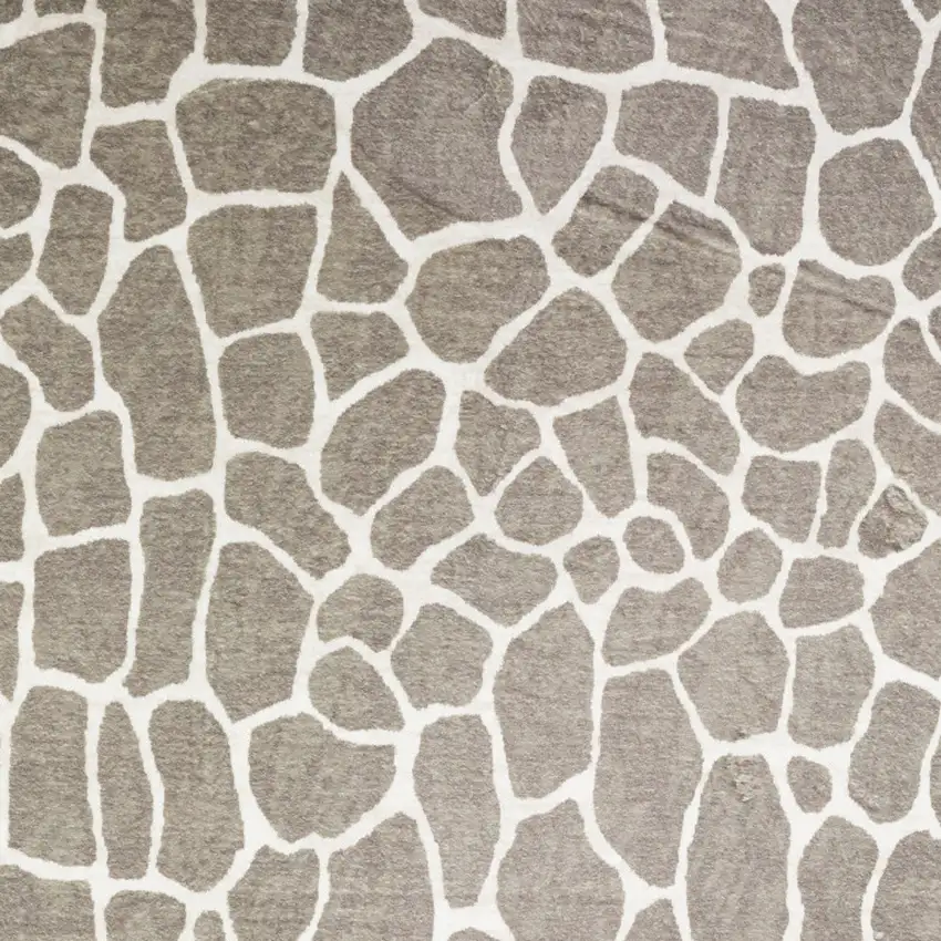 Beige Giraffe Print Shag Handmade Non Skid Area Rug Photo 3