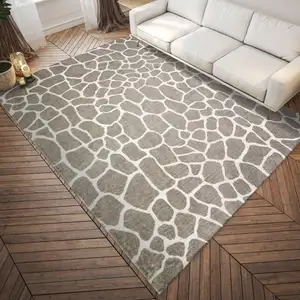 Photo of Beige Giraffe Print Shag Handmade Non Skid Area Rug
