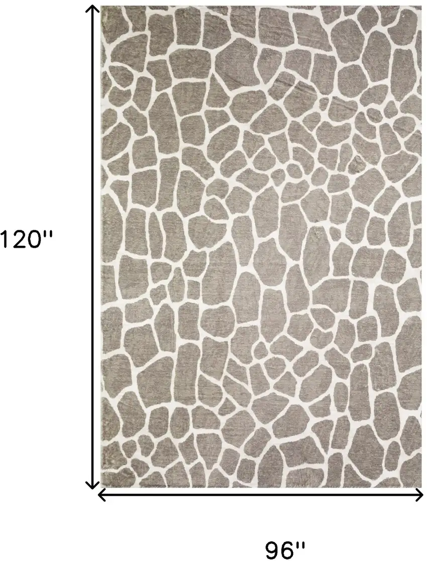 Beige Giraffe Print Shag Handmade Non Skid Area Rug Photo 6