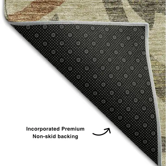 Beige Gold And Brown Floral Washable Area Rug With UV Protection Photo 6