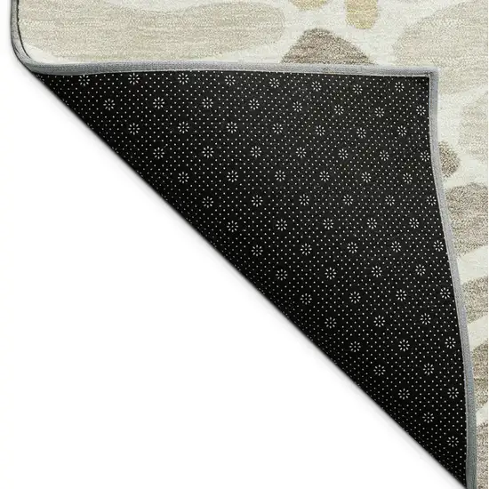 Beige Gold And Brown Floral Washable Indoor Outdoor Area Rug Photo 9