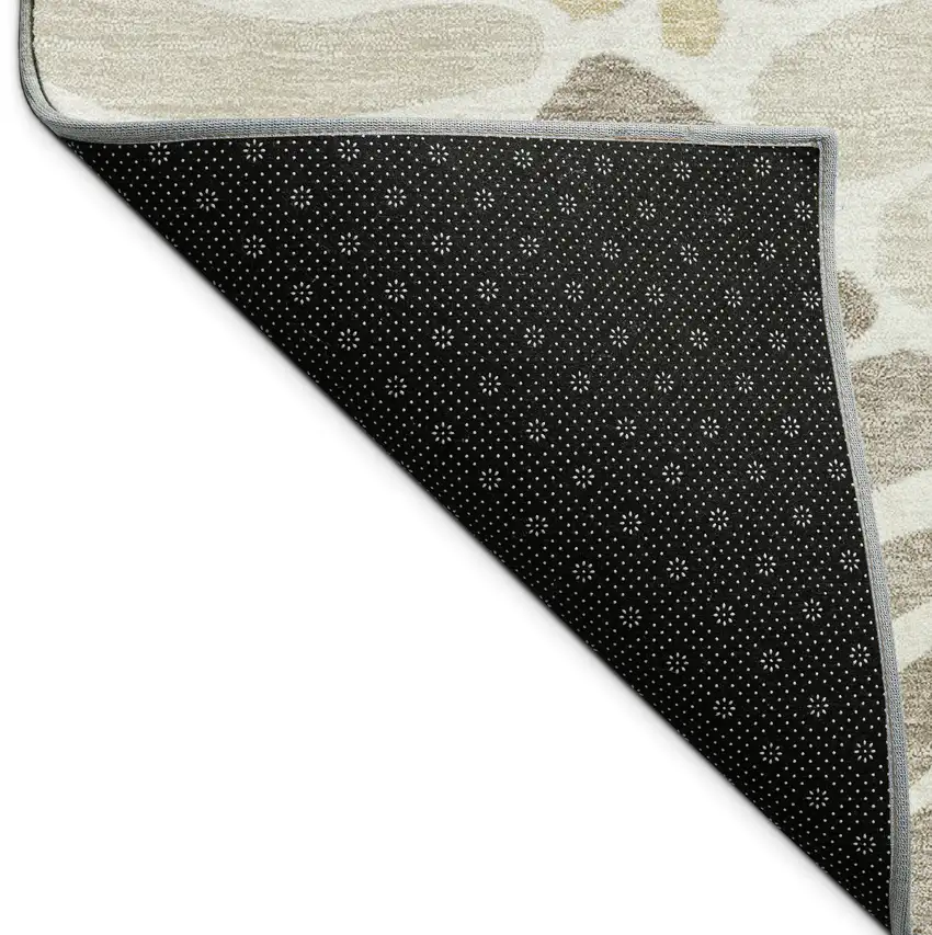 Beige Gold And Brown Floral Washable Indoor Outdoor Area Rug Photo 8