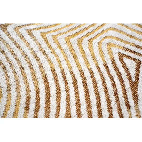 Beige Gold And Brown Geometric Washable Area Rug With UV Protection Photo 5