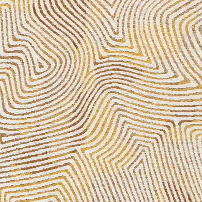 Beige Gold And Brown Geometric Washable Area Rug With UV Protection Photo 2