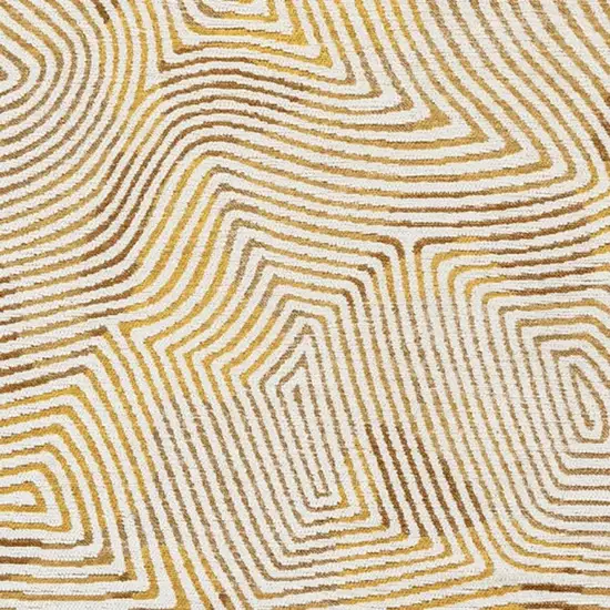 Beige Gold And Brown Geometric Washable Area Rug With UV Protection Photo 3