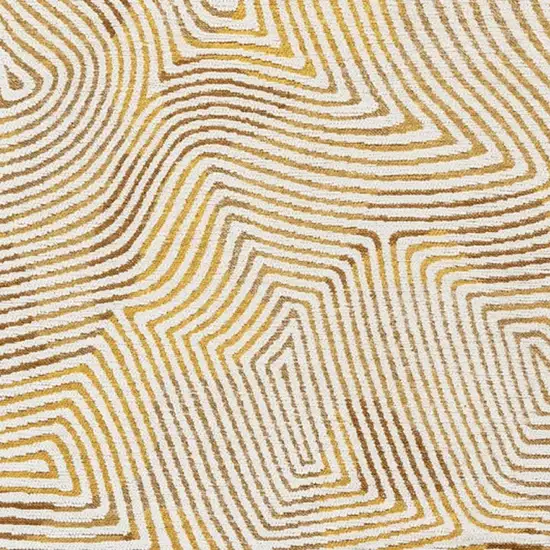 Beige Gold And Brown Geometric Washable Area Rug With UV Protection Photo 3