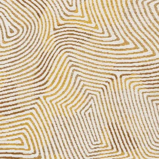 Beige Gold And Brown Geometric Washable Area Rug With UV Protection Photo 8