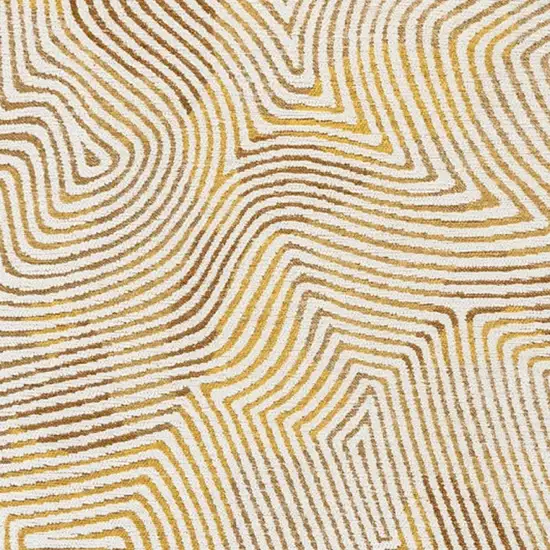 Beige Gold And Brown Geometric Washable Area Rug With UV Protection Photo 3