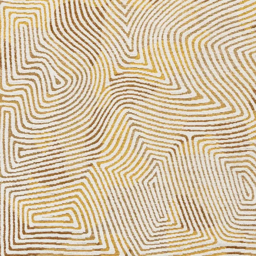 Beige Gold And Brown Geometric Washable Area Rug With UV Protection Photo 9