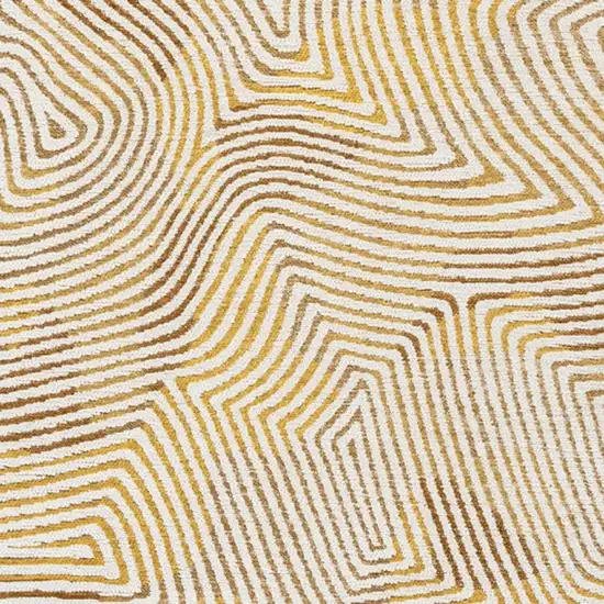 Beige Gold And Brown Geometric Washable Area Rug With UV Protection Photo 8