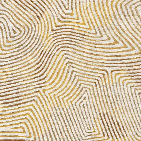 Beige Gold And Brown Geometric Washable Area Rug With UV Protection Photo 8