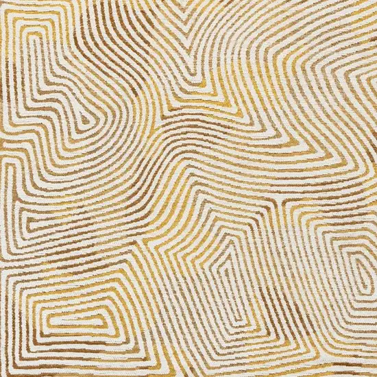 Beige Gold And Brown Geometric Washable Area Rug With UV Protection Photo 4