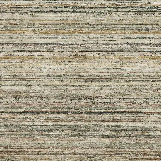 Beige Gold And Brown Striped Washable Area Rug With UV Protection Photo 2