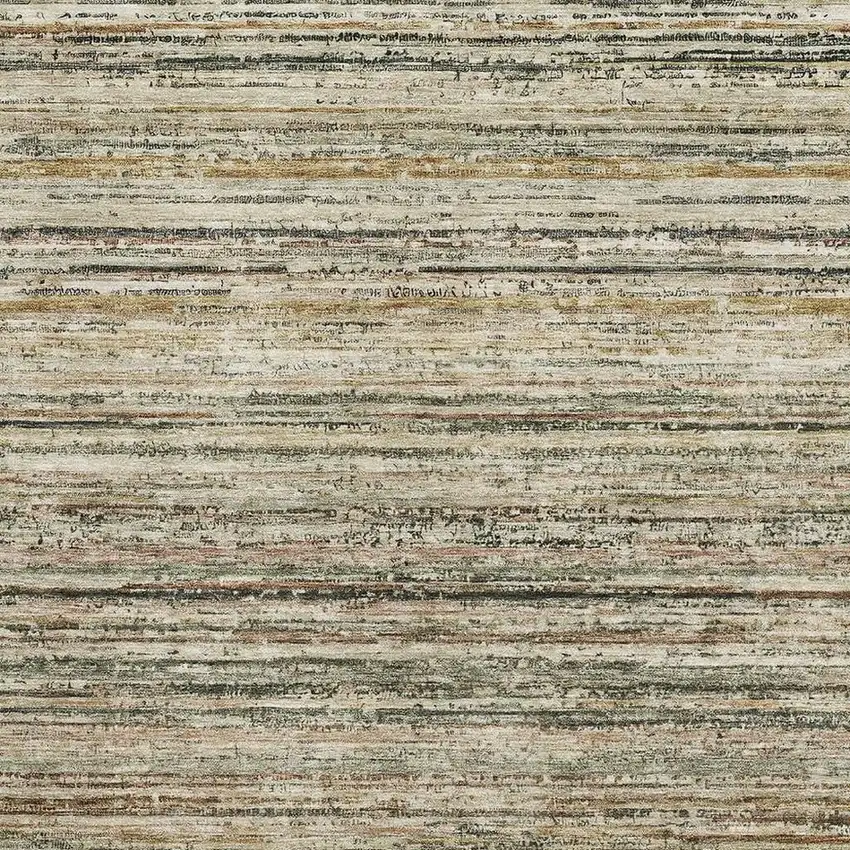 Beige Gold And Brown Striped Washable Area Rug With UV Protection Photo 2