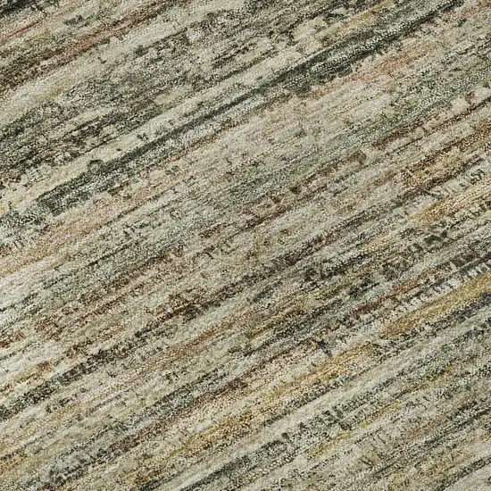 Beige Gold And Brown Striped Washable Area Rug With UV Protection Photo 9