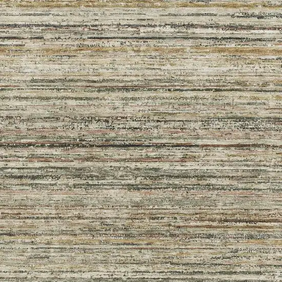 Beige Gold And Brown Striped Washable Area Rug With UV Protection Photo 2