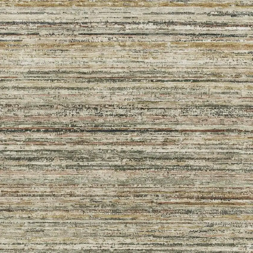 Beige Gold And Brown Striped Washable Area Rug With UV Protection Photo 2