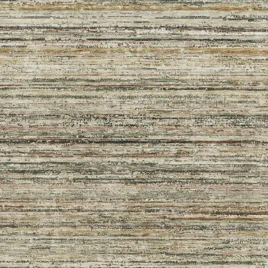 Beige Gold And Brown Striped Washable Area Rug With UV Protection Photo 2