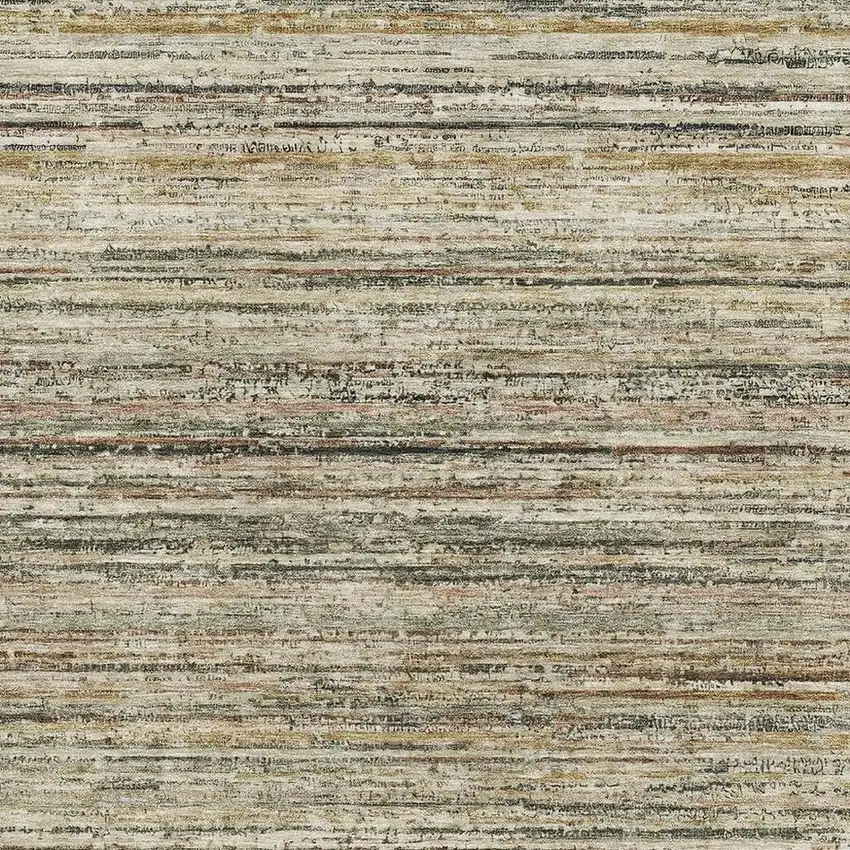 Beige Gold And Brown Striped Washable Area Rug With UV Protection Photo 2