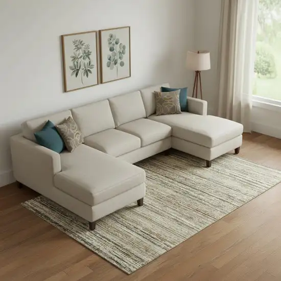 Beige Gold And Brown Striped Washable Area Rug With UV Protection Photo 2