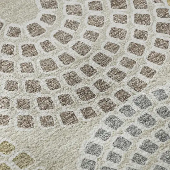 Beige Gold And Gray Geometric Washable Area Rug With UV Protection Photo 9