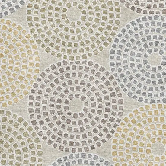 Beige Gold And Gray Geometric Washable Area Rug With UV Protection Photo 3